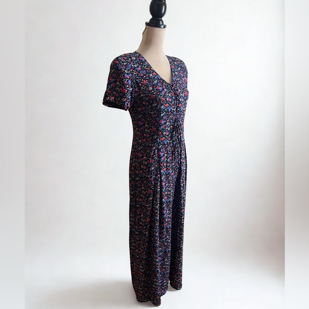 90s Vintage Braemar Petites Floral Jumpsuit, Size Medium - Picture 2 of 9